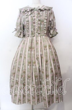 画像1: axes femme kawaii / RosyBear柄ワンピース  グリーン O-25-11-11-2069-AX-OP-IG-OS