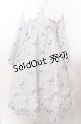 Lovely Tency / 眞白ありすコラボ/リボンプリントワンピース LL サックス O-25-11-11-2071-LO-OP-IG-OS