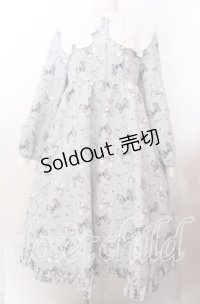 Lovely Tency / 眞白ありすコラボ/リボンプリントワンピース LL サックス O-25-11-11-2071-LO-OP-IG-OS