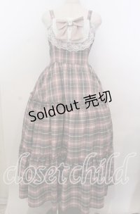 Lovely Tency / 眞白ありすコラボ ジャンパースカート LL ピンク×グレーチェック O-25-11-11-2073-LO-OP-IG-OS