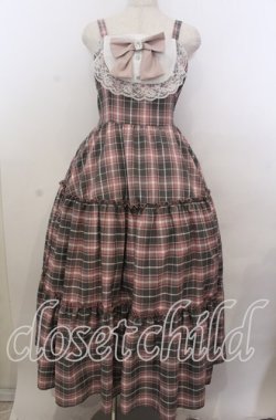 画像1: Lovely Tency / 眞白ありすコラボ ジャンパースカート LL ピンク×グレーチェック O-25-11-11-2073-LO-OP-IG-OS