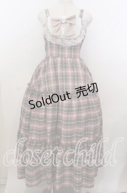 画像1: Lovely Tency / 眞白ありすコラボ ジャンパースカート LL ピンク×グレーチェック O-25-11-11-2073-LO-OP-IG-OS