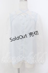 Lovely Tency / alsチョーカーレースブラウス LL サックス O-25-11-11-2075-LO-BL-IG-OS