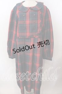 FLC / チェック柄ボックスプリーツワンピース 4Ｌ アカチェック O-25-11-11-2076-LO-OP-IG-OS