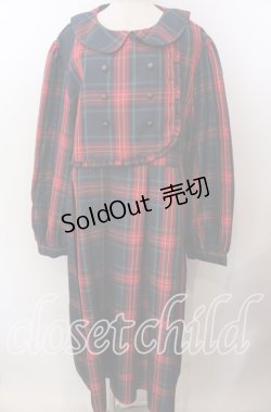 画像1: FLC / チェック柄ボックスプリーツワンピース 4Ｌ アカチェック O-25-11-11-2076-LO-OP-IG-OS