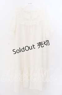 axes femme / コットン風フリルＡラインワンピース  アイボリー O-25-11-11-2009-AX-OP-IG-OS