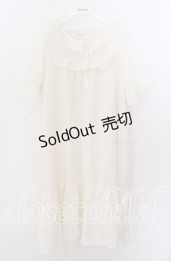 画像1: axes femme / コットン風フリルＡラインワンピース  アイボリー O-25-11-11-2009-AX-OP-IG-OS