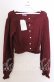 画像1: axes femme kawaii / ハート透かし長袖ニットカーデ  ワイン O-25-11-11-2078-AX-TO-IG-OS (1)