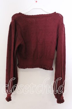 画像3: axes femme kawaii / ハート透かし長袖ニットカーデ  ワイン O-25-11-11-2078-AX-TO-IG-OS