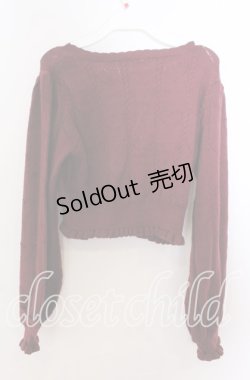 画像3: axes femme kawaii / ハート透かし長袖ニットカーデ  ワイン O-25-11-11-2078-AX-TO-IG-OS