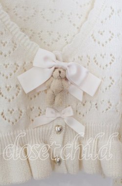 画像2: axes femme kawaii / クマブローチニットボレロ  シロ O-25-11-11-2079-AX-TO-IG-OS