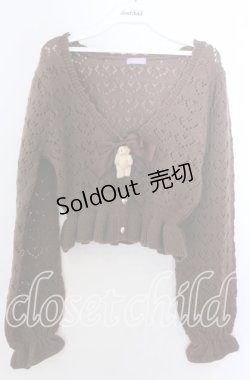 画像1: axes femme kawaii / クマブローチニットボレロ  ブラウン O-25-11-11-2080-AX-TO-IG-OS