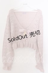 axes femme kawaii / クマブローチニットボレロ  ピンク O-25-11-11-2081-AX-TO-IG-OS