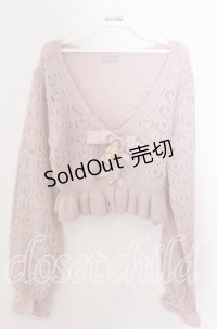 axes femme kawaii / クマブローチニットボレロ  ピンク O-25-11-11-2081-AX-TO-IG-OS