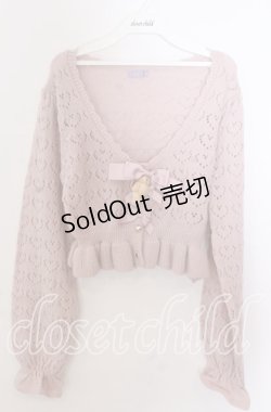 画像1: axes femme kawaii / クマブローチニットボレロ  ピンク O-25-11-11-2081-AX-TO-IG-OS