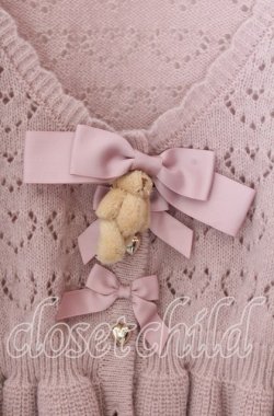 画像2: axes femme kawaii / クマブローチニットボレロ  ピンク O-25-11-11-2081-AX-TO-IG-OS