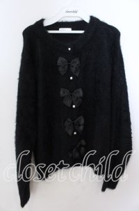 m petit by misako / リボンカーディガン 3Ｌ クロ O-25-11-11-2091-LO-TO-IG-ZT237