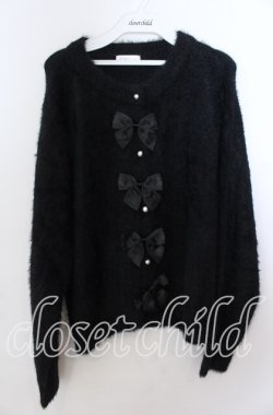 画像1: m petit by misako / リボンカーディガン 3Ｌ クロ O-25-11-11-2091-LO-TO-IG-OS