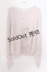 m petit by misako / リボンカーディガン 3Ｌ ピンク O-25-11-11-2092-LO-TO-IG-OS