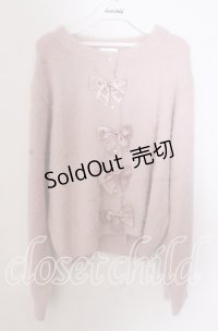 m petit by misako / リボンカーディガン 3Ｌ ピンク O-25-11-11-2092-LO-TO-IG-OS