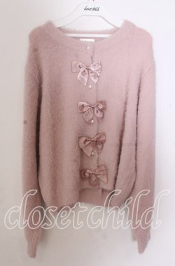 画像1: m petit by misako / リボンカーディガン 3Ｌ ピンク O-25-11-11-2092-LO-TO-IG-OS