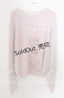 画像1: m petit by misako / リボンカーディガン 3Ｌ ピンク O-25-11-11-2092-LO-TO-IG-OS