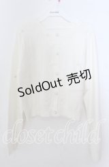 m petit by misako / AM*ハート透かしニットカーディガン 3Ｌ シロ O-25-11-11-2093-LO-TO-IG-OS