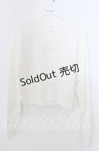 m petit by misako / AM*ハート透かしニットカーディガン 3Ｌ シロ O-25-11-11-2093-LO-TO-IG-OS