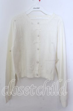 画像1: m petit by misako / AM*ハート透かしニットカーディガン 3Ｌ シロ O-25-11-11-2093-LO-TO-IG-OS