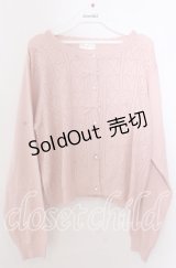 m petit by misako / AM*ハート透かしニットカーディガン 3Ｌ ピンク O-25-11-11-2096-LO-TO-IG-OS