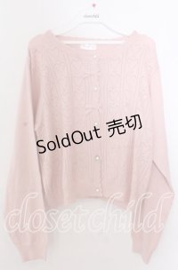 m petit by misako / AM*ハート透かしニットカーディガン 3Ｌ ピンク O-25-11-11-2096-LO-TO-IG-OS