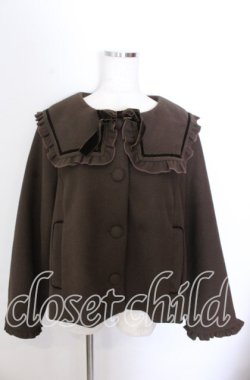 画像1: m petit by misako / セーラー襟ショートコート 4Ｌ ブラウン O-25-11-11-2099-LO-CO-IG-OS