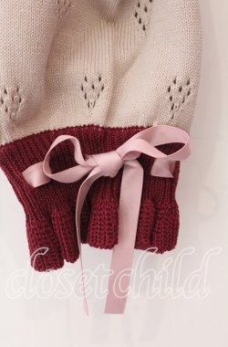 画像3: axes femme / ハート透かし編みニットカーディガン  アイボリー×ワイン O-25-11-11-2016-AX-TO-IG-OS