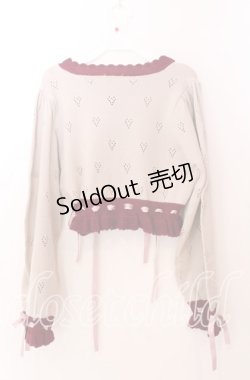 画像4: axes femme / ハート透かし編みニットカーディガン  アイボリー×ワイン O-25-11-11-2016-AX-TO-IG-OS