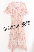 PINK HOUSE / ハートローズ柄半袖ワンピース  ピンク O-25-11-11-2018-LO-OP-IG-OS
