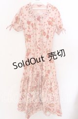 PINK HOUSE / ハートローズ柄半袖ワンピース  ピンク O-25-11-11-2018-LO-OP-IG-OS