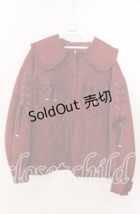 Secret Honey / ハートボタンキルティングブルゾン  ワイン O-25-11-11-2030-CA-JA-IG-OS