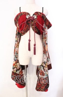 画像1: Qutie Frash / オフショル着物カーデ  レッド O-25-11-11-011-QU-TO-OW-OS