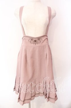 画像1: axes femme POETIQUE / 裾プリーツサスペンダースカート M ピンク O-25-11-11-012-AX-SK-OW-OS