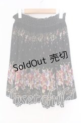 axes femme / パネル花柄スカート M クロ O-25-11-11-014-AX-SK-OW-OS