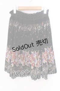 axes femme / パネル花柄スカート M クロ O-25-11-11-014-AX-SK-OW-OS