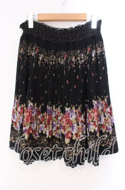 画像1: axes femme / パネル花柄スカート M クロ O-25-11-11-014-AX-SK-OW-OS