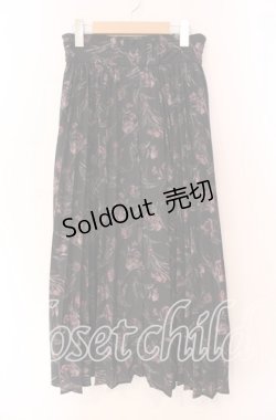 画像1: axes femme / 花柄プリーツスカート M クロ O-25-11-11-016-AX-SK-OW-OS