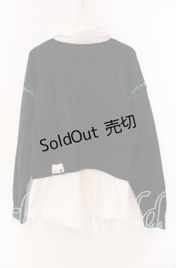 画像2: NieR Clothing / フェイクレイヤードニットカーディガン  ブラック×ホワイト O-25-11-11-020-PU-TO-IG-ZT342