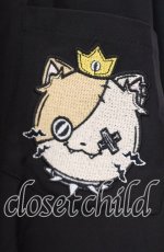 画像2: 【SALE】NieR CLOTHING / ミケ刺繍入りロングシャツ【ワンタッチネクタイ付き】  ブラック×ベージュ O-25-11-11-021-PU-BL-IG-ZT266 (2)