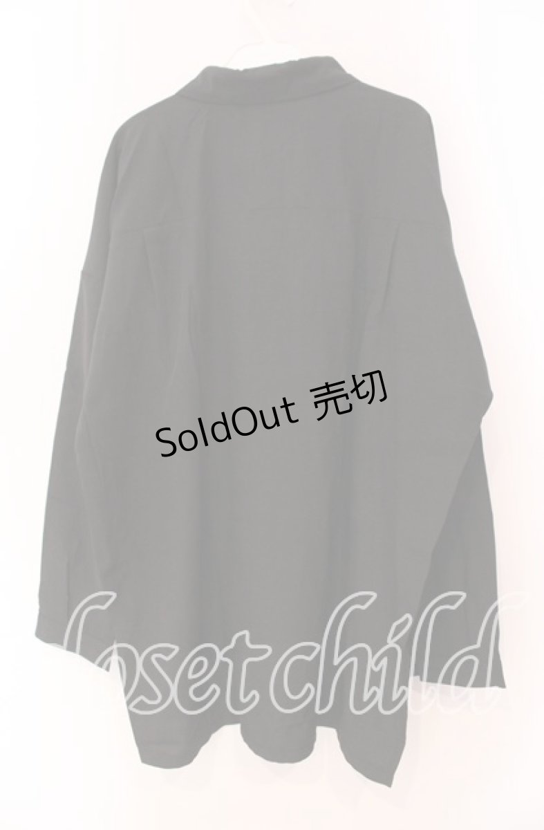 画像3: 【SALE】NieR CLOTHING / ミケ刺繍入りロングシャツ【ワンタッチネクタイ付き】  ブラック×ベージュ O-25-11-11-021-PU-BL-IG-ZT266 (3)