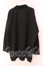 画像3: 【SALE】NieR CLOTHING / ミケ刺繍入りロングシャツ【ワンタッチネクタイ付き】  ブラック×ベージュ O-25-11-11-021-PU-BL-IG-ZT266 (3)