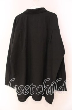 画像3: NieR Clothing / ミケ刺繍入りロングシャツ【ワンタッチネクタイ付き】  ブラック×ベージュ O-25-11-11-021-PU-BL-IG-OS