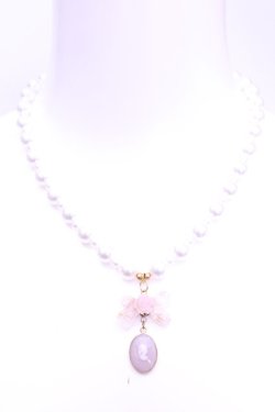 画像2: Haku Healing / カメオとリボンのビーズネックレス  ラベンダー×ピンク×シロ O-25-11-12-068-LO-AC-IG-OS