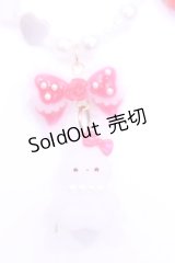 Haku Healing / うさぎとリボンのビーズネックレス  シロ×アカ O-25-11-12-070-LO-AC-IG-OS
